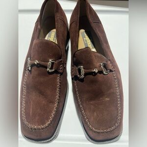Zengara Men’s Brown Suede Loafers with Silver Detailing